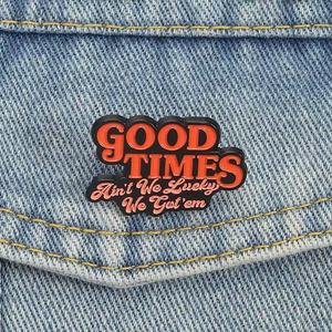 Pin <span class=keywords><strong>de</strong></span> Esmalte Creativo y Divertido con la Frase 'Ain't We Lucky We Got Them', Broche con Letras Positivas Inspiradoras, Insignia para Solapa con Citas Motivadoras - Product Image 1