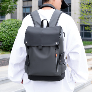 Laptop <b>Backpack</b> For Men 16 Inch <b>Computer</b> Bag Large Capacity Solid Color Casual Business Travel <b>Backpack</b> - Product Image 2
