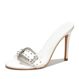 Women Bling Diamonds Buckles Sandals Sexy Dress Stiletto High <b>Heels</b> Open Toe on Mules PVC Shoes - Product Image 6