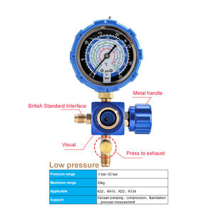 उच्च गुणवत्ता वाले एचवीएसी रेफ्रिजरेटर दबाव गेज-1 ~ 35 बार कम दबाव कई गेज वाल्व उपकरण - Product Image 2