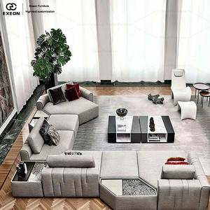 Canapé modulaire en cuir <span class=keywords><strong>de</strong></span> style italien minimaliste classique pour salon, villa, usage domestique, canapé multi-personnes créatif et luxueux - Product Image 1