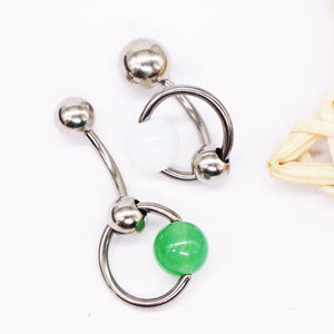 Gaby 316L roestvrijstalen genitale <span class=keywords><strong>piercing</strong></span> sieraden, Chinese jade bal hoepelring, VCH <span class=keywords><strong>piercing</strong></span> ring - Product Image 5
