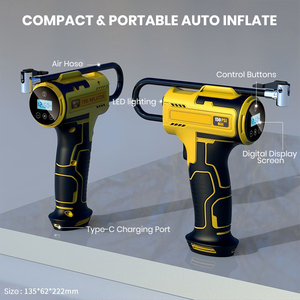 מדחס אוויר נייד אלחוטי דיגיטלי למילוי צמיגים 12V/DC משאבת רכב ואופניים מהירה עם תאורת LED OEM - Product Image 3