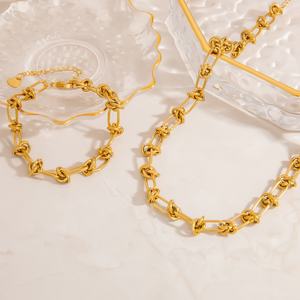 Stainless Steel Rough Knot Bracelet Fashionable and Simple 18K Gold Plating Trendy <b>Charm</b> Bracelets Jewelry - Product Image 2