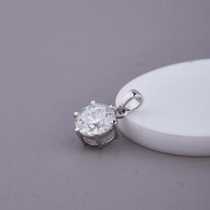 14K <b>Solid</b> White <b>Gold</b> 8.0 mm 2 Carats White Round Brilliant Cut Diamond <b>Pendant</b> Necklaces - Product Image 2