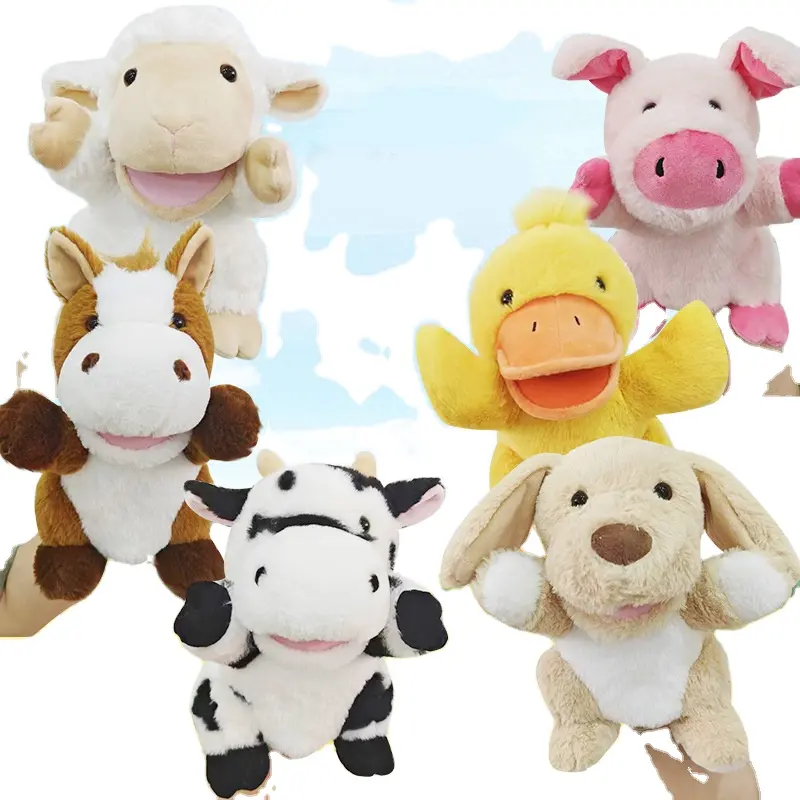 Wholesale New Style Kids Gifts Farm Animal Hand Puppets Horse Cow Plush Toy Educational Gift For Children