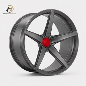 Jantes en aluminium forgé 6061-T6 brossé argenté de 15, 16, 19 et 20 pouces, 5 branches, de luxe, avec enjoliveur central rouge pour BMW, Porsche, <span class=keywords><strong>Ferrari</strong></span> - Product Image 3