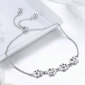 925 סטרלינג כסף מינימליסטי תכשיטי חיות מחמד חתול כלב Paw הדפסת צמיד וצמידים - Product Image 1