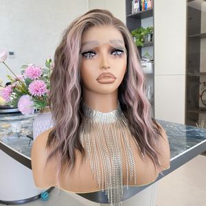 Nouvelle perruque bouclée dégradée brun-rose de 14 pouces, perruque synthétique de haute qualité pour femmes blanches - Product Image 3