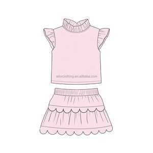 Ensemble jupe et haut pour filles, été, couleur unie, haut de yoga à manches courtes avec short intégré, double couche, ourlet ondulé, pour gym, yoga, logo personnalisé - Product Image 3