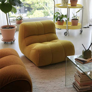 Moderno Simple sofá <span class=keywords><strong>individual</strong></span> hogar vacío compresión crema estilo tela para dormitorio balcón sala de estar Casual perezoso sofá silla - Product Image 4