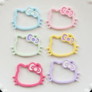 Kitty marco resina encantos cabeza de gato con nudo arco DIY teléfono basura caso - Product Image 1