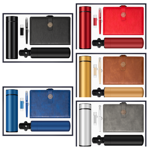 Promosi baja tahan karat A5 PU Notebook pena 32G Flash Drive 500ml vakum cangkir bisnis hadiah perusahaan Set - Product Image 3