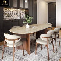 Ensemble de table à manger moderne 2026, table ovale en pierre frittée, ensemble de salle à manger 6 chaises, ensemble de salle à manger en bois Japandi
