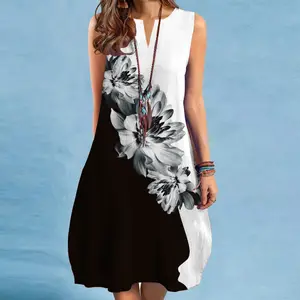 S-3XL Print Floral Boho Summer Dress Women 2023 Fashion Sleeveless Casual Loose Elegant Party Dresses Midi Vestidos De Mujer