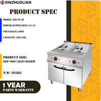 Friteuse professionnelle électrique à 2 bacs de 20 L en acier inoxydable, pour restaurant, 24000 W, XINZHUOLIAN XZL-TC-2E, 380 V, nettoyage facile