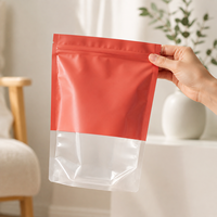 Sacs Doypack Personnalisés en PE Qualité Alimentaire, Imprimés, Anti-humidité, Transparents, Refermables avec Fermeture Éclair, Fenêtre Givrée Claire pour Salades