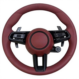 Accesorios para Auto: Volante de Cuero Beige Completo con Marco de Remaches Negros para Cayenne, Panamera, Cayman, Boxster, Carrera, DOS 971 - Product Image 1