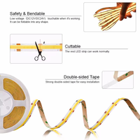 Kit de Tiras de Luces LED COB CCT de 24V, 2700K-6500K, Blancas Ajustables y Regulables, con Fuente de Alimentación y Controlador de Intensidad