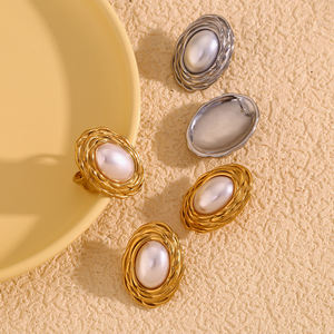 सपने की नकल मोती अनाज के गहने सेट विंटेज गहने 18k सोने की प्लेटेड अंगूठी स्टेनलेस स्टील गहने सेट करें - Product Image 5