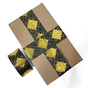 Cinta Adhesiva de Papel Kraft Reforzada con Estampado de Lámina Negra Personalizada, Activada por Agua, con Logotipo - Product Image 1