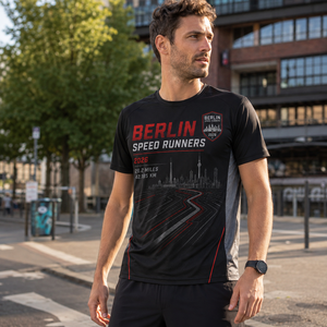 T-shirt de course personnalisé style Berlin, léger et respirant, pour clubs de course et équipes d'événements - Product Image 1