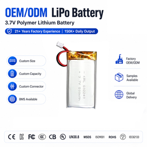Batteria ai polimeri ricaricabile Lipo Pouch Cell 3.7V 500mAh 602240 OEM ODM per mouse wireless e telecomando - Product Image 1
