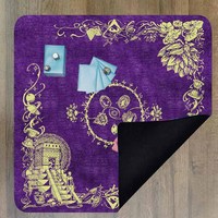 Tapis de table en velours marron haut de gamme direct d'usine avec cartes de tarot florales imprimées pliables et sans couture pour la maison ou le mariage