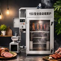 Machine à fumer la viande automatique en acier inoxydable PLC, four industriel à fumée thermique pour porc, saucisses, bœuf séché