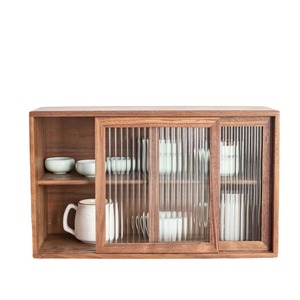 Black walnut wood <b>sideboard</b>, solid wood <b>storage</b> cabinet, multi-functional wooden kitchen cabinet, new Chinese style tabletop - Product Image 5
