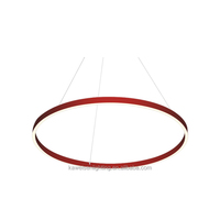 Caractéristique lampe suspendue ronde en bois personnalisée à intensité variable 45W 24 pouces lampes linéaires circulaires led lustre annulaire