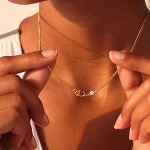 Collier personnalisé <span class=keywords><strong>avec</strong></span> initiales QIUHAN, chaîne en or 18 carats, cadeau pour femme, collier <span class=keywords><strong>avec</strong></span> pierre de naissance personnalisée - Product Image 1