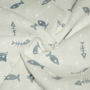 Printemps été enfants enfants étoile poisson motif Design uni Voile imprimé Plumeti coton <span class=keywords><strong>blanc</strong></span> coupe fleur tissu pour robe - Product Image 3