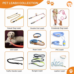 Correa de perro de poliéster ajustable reflectante con asas acolchadas dobles manos libres con bolsa de cremallera, decoración de bufanda para caminar y trotar - Product Image 5