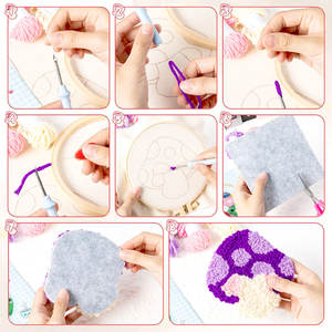 <span class=keywords><strong>Kit</strong></span> d'aiguille de poinçon pour débutants adultes <span class=keywords><strong>Kit</strong></span> de broderie d'aiguille de poinçon sous-verres bricolage artisanat fils broderie cerceau Instruction - Product Image 6