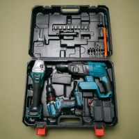 Kit combiné d'outils électriques sans fil 20V en acier inoxydable, perceuse à main alimentée par batterie au lithium, ensemble d'outils électriques portatifs pour bricolage domestique avec mallette