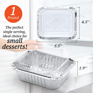 300ml 1000ml 6 by 4 Inches Oem Logo Biodegradable Silver <b>Small</b> Big Foil Tray Aluminum Foil Food Packing Foil <b>Container</b> with Lids - Product Image 2