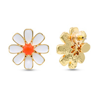 Anting Tusuk Daisy Drip Glaze Berlapis Emas Perhiasan untuk Pemakaian Sehari-hari Hipoalergenik Hadiah untuknya Perhiasan Wanita Minimalis