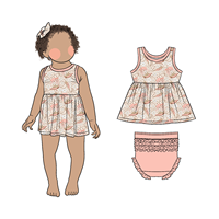 Ensemble de combinaison deux pièces pour filles d'été de haute qualité, haut sans manches imprimé mignon, short multicolores en option, tenue pour petites filles