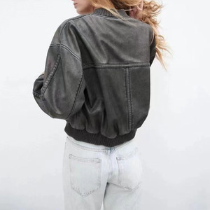 ZATRHMBM, ropa de <span class=keywords><strong>mujer</strong></span> de otoño e <span class=keywords><strong>invierno</strong></span>, nueva <span class=keywords><strong>moda</strong></span> <span class=keywords><strong>2023</strong></span>, Chaqueta de algodón de imitación lavada, abrigo Retro Con cremallera larga - Product Image 4