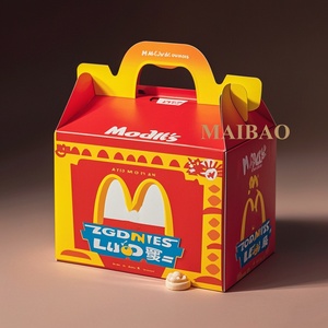 Diseño personalizado impreso grado alimenticio reciclable comida rápida papel Gable niños Happy Meal caja de embalaje, caja de pollo para llevar - Product Image 6