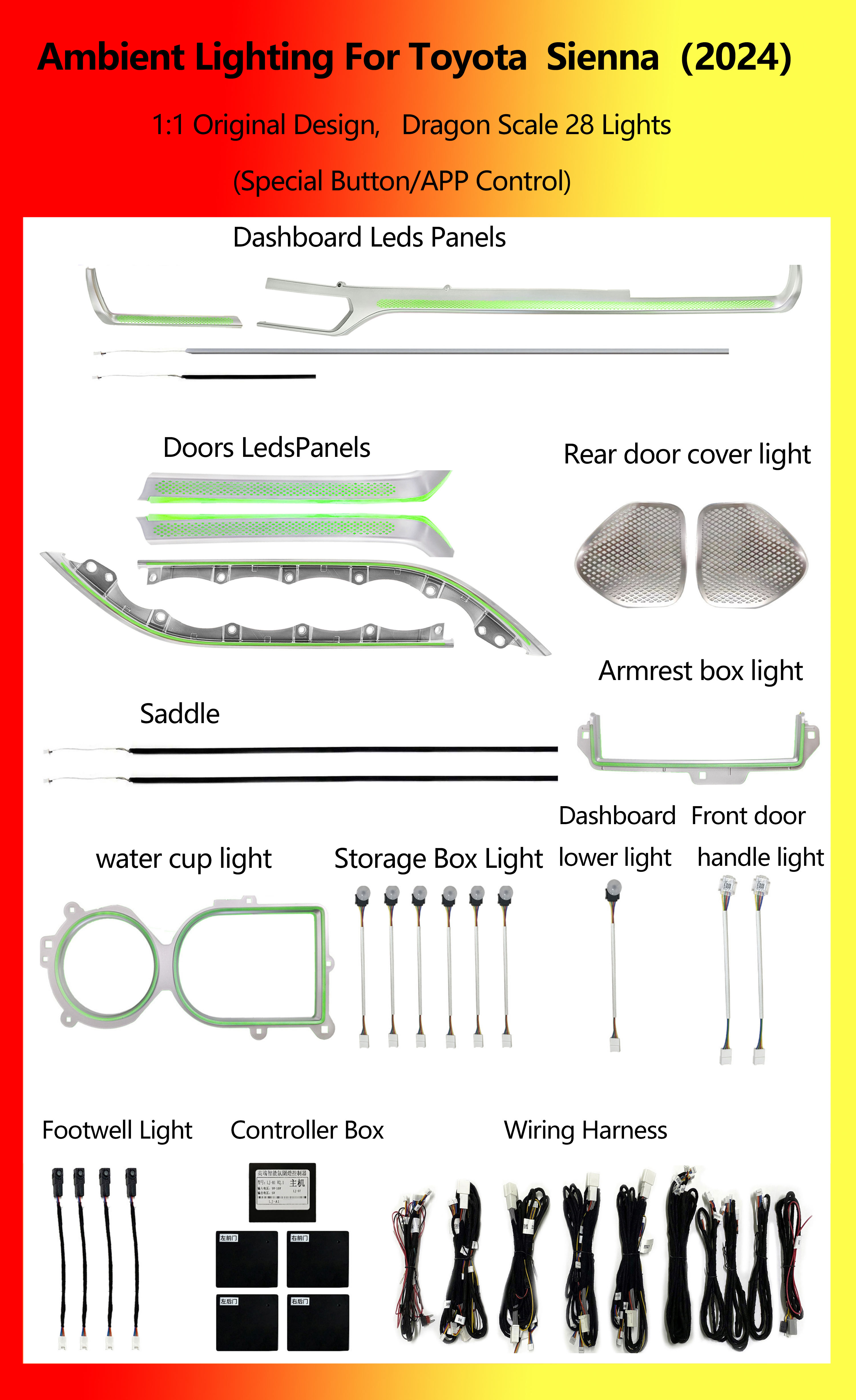 Toyota Sienna Dragon Scale RVB 28 lumières