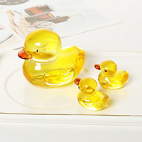 Figuras de Pato Amarillo de Cristal, Coleccionables, Figura de Animal de Vidrio para Decoración de Mesa y Hogar, Artículo de Decoración, Pisapapeles