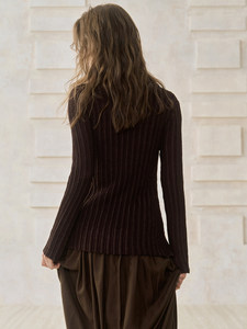<span class=keywords><strong>Cardigan</strong></span> Elegante da <span class=keywords><strong>Donna</strong></span> in Maglia Floreale <span class=keywords><strong>Marrone</strong></span> Noce Stile Retrò Francese con Scollo a V e Vestibilità Slim per Autunno/Inverno - Product Image 3