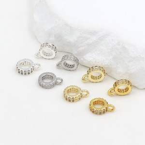 Colgante redondo con cuentas de circonio chapado en oro y cobre, accesorios de joyería DIY para hacer pulseras C45 - Product Image 4