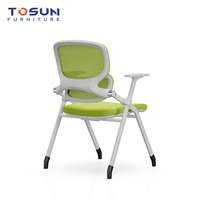 Chaise de bureau ergonomique pliable et empilable, design moderne et confortable en PP, idéale pour la formation, la maison et la chambre, avec dossier solide.
