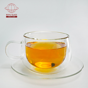 <span class=keywords><strong>Vasos</strong></span> y platillos de té turco de cristal de alta calidad de doble pared, Taza y plato <span class=keywords><strong>para</strong></span> regalos de fiesta de té de cristal, bodas de inauguración - Product Image 1