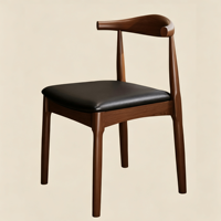 Chaise de salle à manger contemporaine en bois massif avec coussin de siège en cuir - Chaises de salle à manger écologiques et imperméables pour hôtels et restaurants