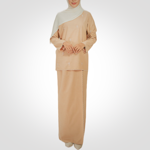 SIPO Eid Baju Raya Malaysia <b>Muslimah</b> Women Cotton Embroidery Motif Round Neck Set Modern Baju Kurung - Product Image 3