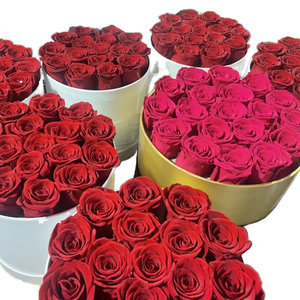 Vente d'usine, boîte cadeau de rose naturelle préservée pour la Saint-Valentin et Noël, boîte ronde authentique pour elle - Product Image 1